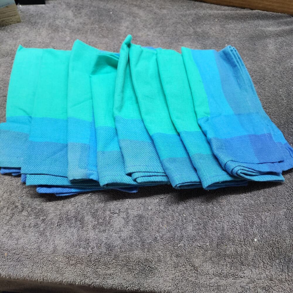 Set of 8 Vintage Pier 1 Imports napkins blue b49